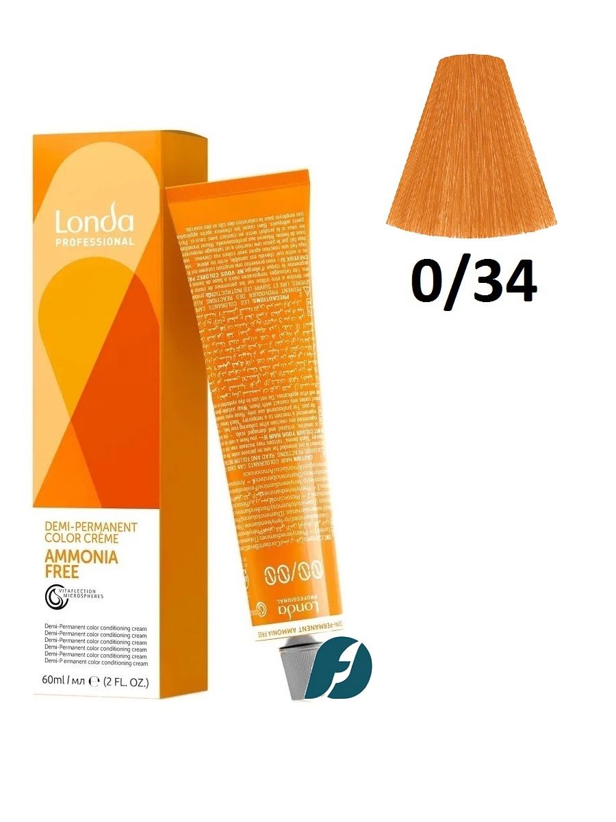 Londa Professional Demi-Permanent Ammonia Free Color 0/34 Тонирующая крем-краска для волос без аммиака - Золотисто-медный микстон, 60 мл