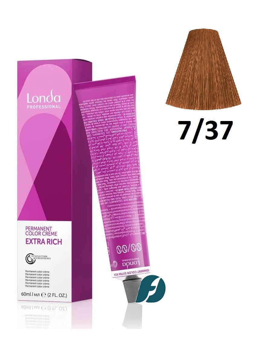 Londa Professional Permanent Color 7/37 Стойкая крем-краска для волос - Блонд золотисто-коричневый, 60 мл