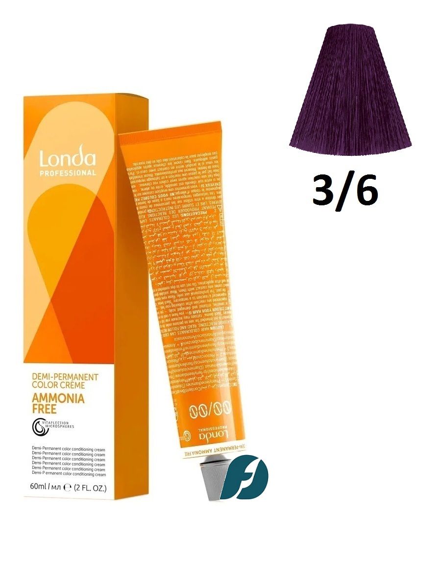 Londa Professional Demi-Permanent Ammonia Free Color 3/6 Тонирующая крем-краска для волос без аммиака - Темный шатен фиолетовый, 60 мл