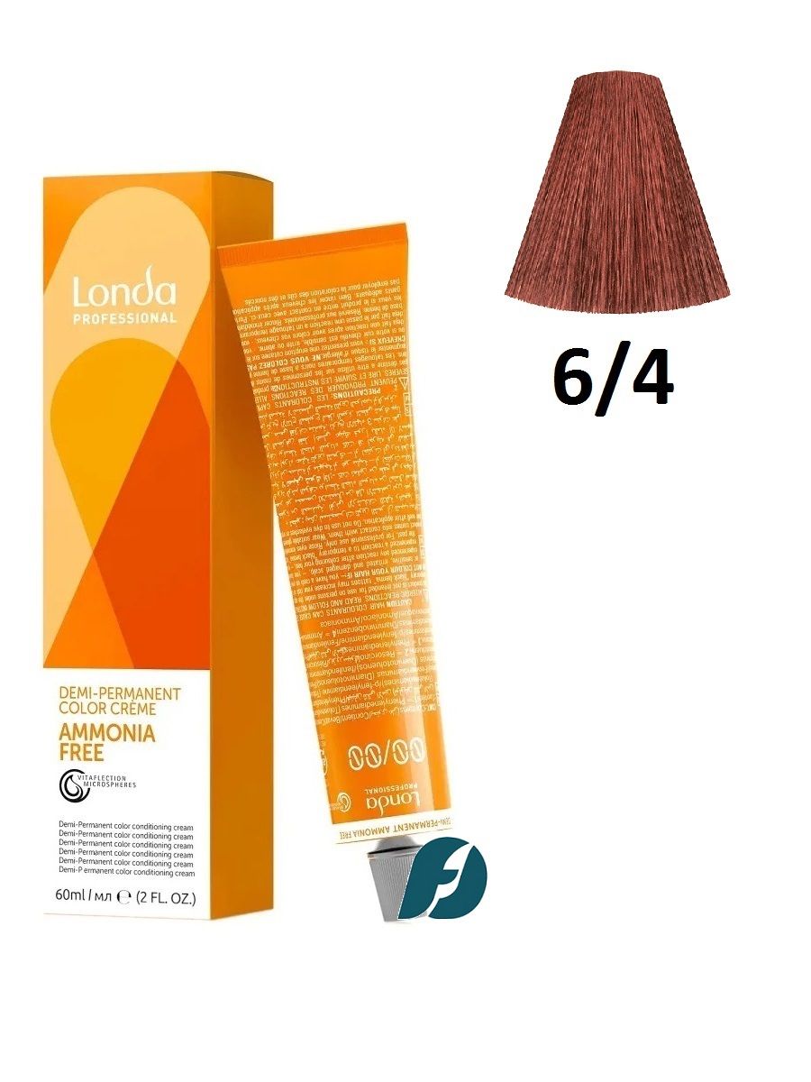 Londa Professional Demi-Permanent Ammonia Free Color 6/4 Тонирующая крем-краска для волос без аммиака - Темный блонд медный, 60 мл