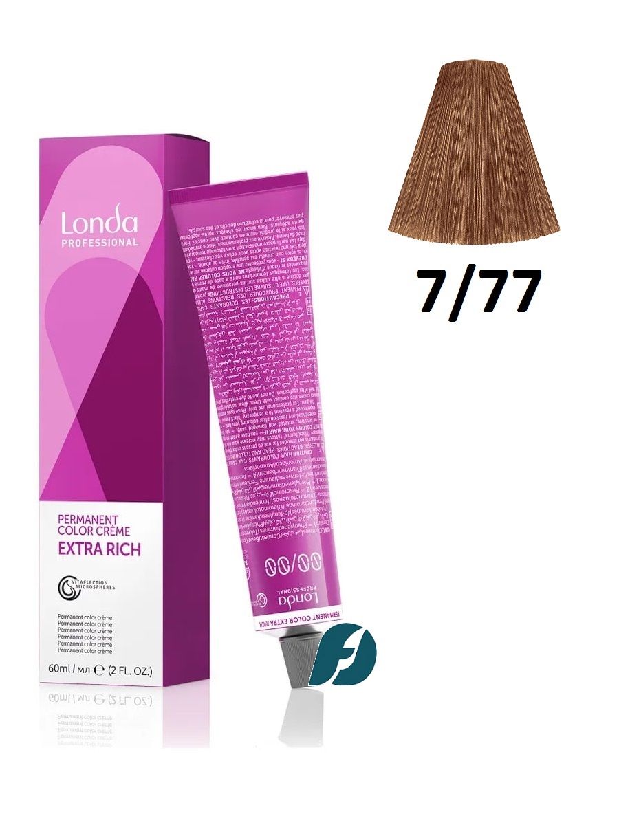 Londa Professional Permanent Color 7/77 Стойкая крем-краска для волос - Блонд интенсивный коричневый, 60 мл