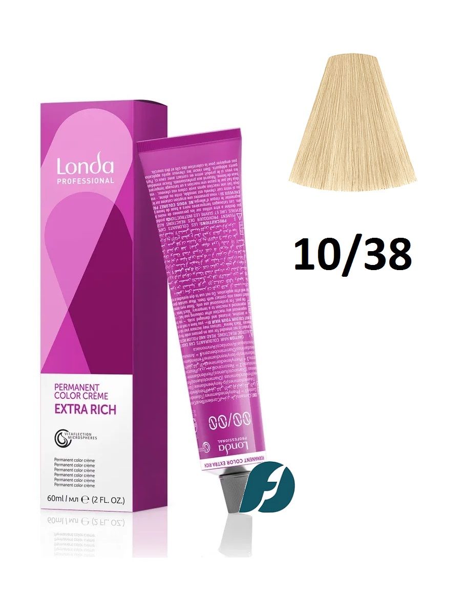 Londa Professional Permanent Color 10/38 Стойкая крем-краска для волос - Яркий блонд золотисто-жемчужный, 60 мл