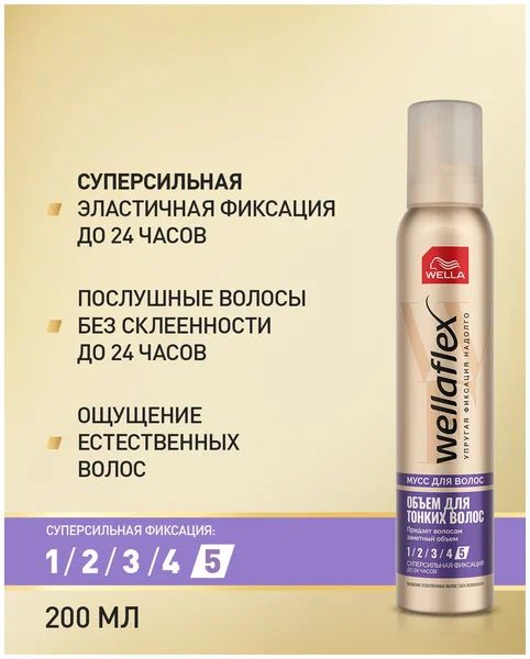 Wella WELLAFLEX FULLNESS Мусс для объема для тонких волос, 200 мл
