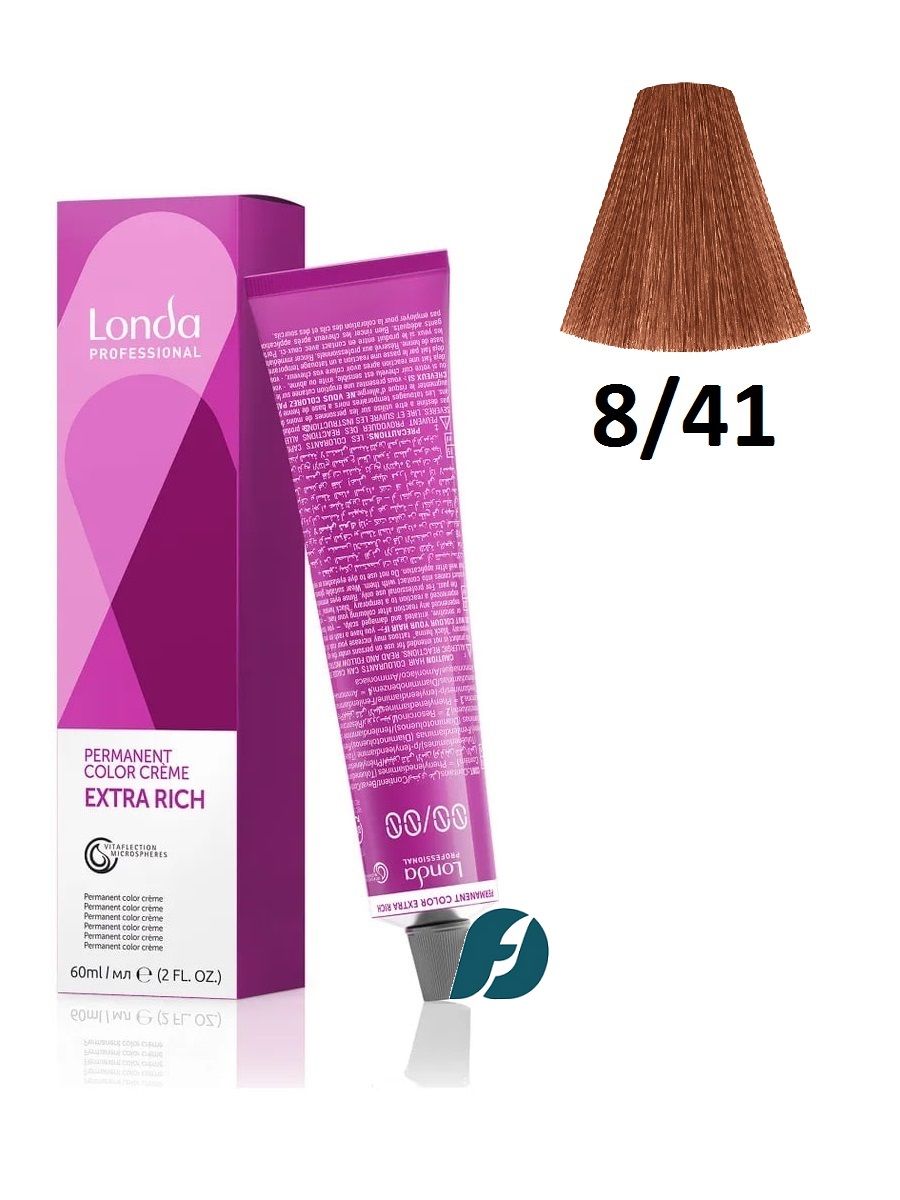 Londa Professional Permanent Color 8/41 Стойкая крем-краска для волос - Светлый блонд медно-пепельный, 60 мл