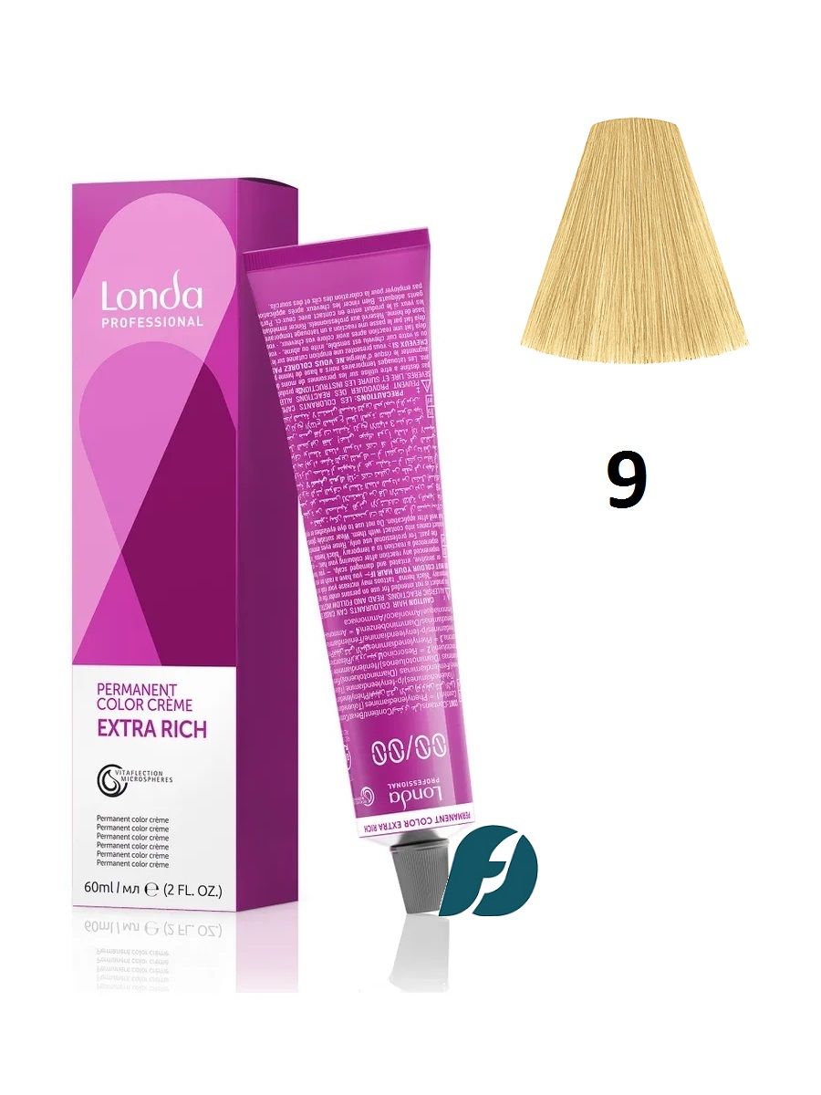 Londa Professional Permanent Color 9/ Стойкая крем-краска для волос - Очень светлый блонд натуральный, 60 мл