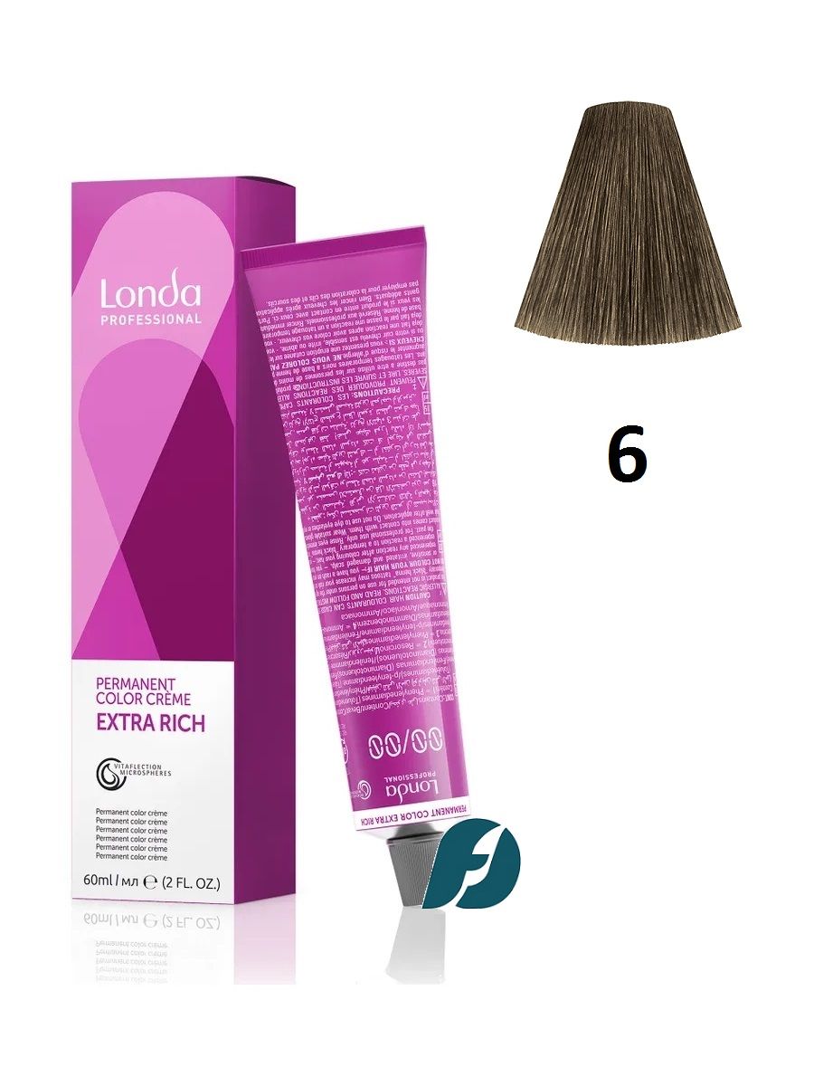 Londa Professional Permanent Color 6/ Стойкая крем-краска для волос - Темный блонд натуральный, 60 мл