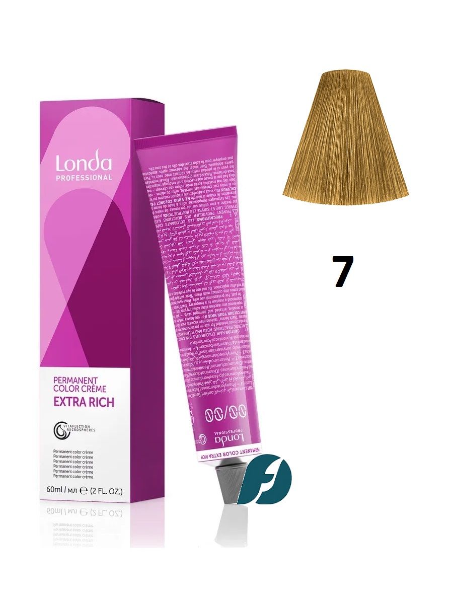 Londa Professional Permanent Color 7/ Стойкая крем-краска для волос - Блонд натуральный, 60 мл