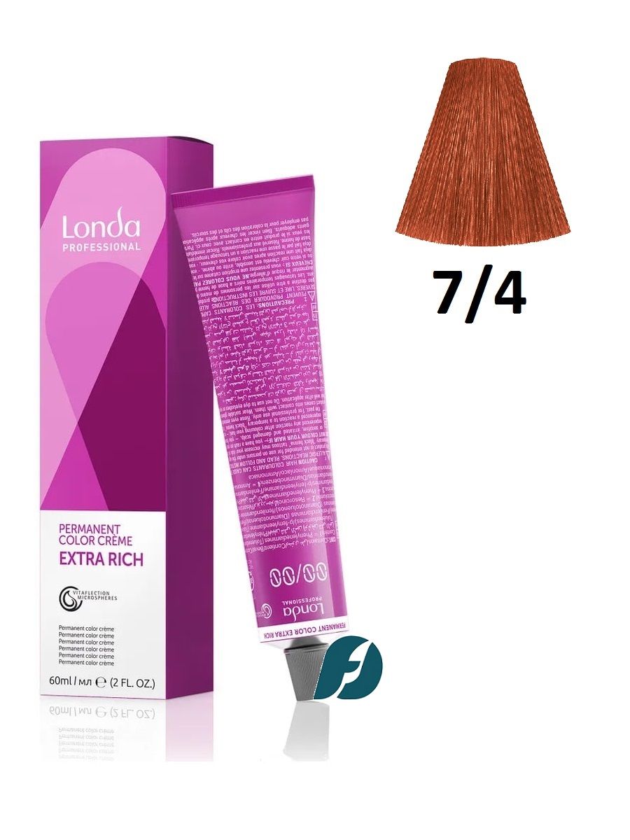 Londa Professional Permanent Color 7/4 Стойкая крем-краска для волос - Блонд медный, 60 мл